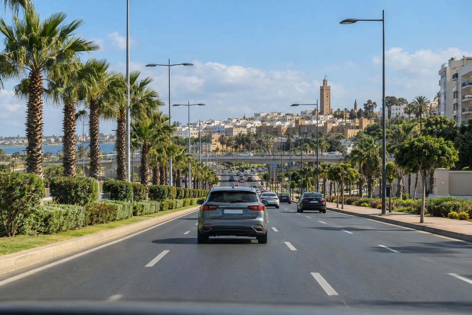 Main driving route from Rabat-Salé Airport towards Rabat city centre. rabat airport to city centre